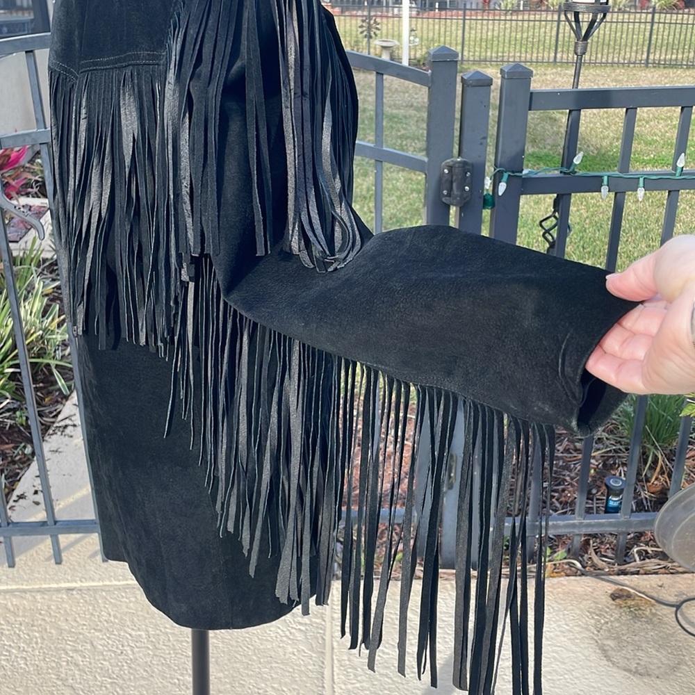 Vintage Rare CONTEMPO Casuals Fringe Leather Jacket - Picture 4 of 11